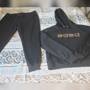 bebe Black Hoodie and Joggers Set with Rose Gold Logo